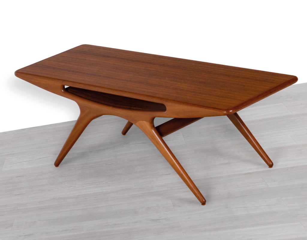 Johannes Andersen Smile Coffee Table CFC Silkeborg Denmark Original Danish Vintage 1950s Lounge Room Furniture Teak patina