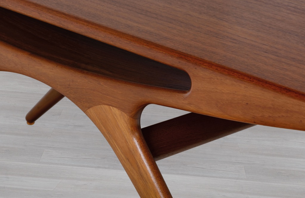 Johannes Andersen Smile Coffee Table CFC Silkeborg Denmark Original Danish Vintage 1950s Lounge Room Furniture Teak organic curves