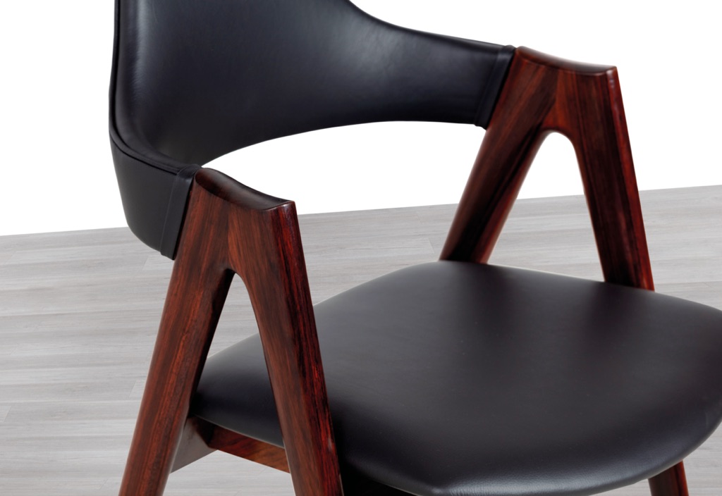 Kai Kristiansen Compass Chair Schou Andersen Mobelfabrik Brazilian Rosewood Mid Century Modern Danish Scandinavian Vintage 1960s Dining Room Chairs Detail Arm