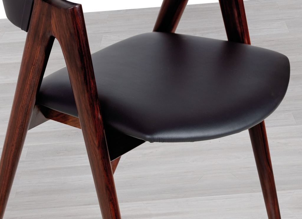 Kai Kristiansen Compass Chair Schou Andersen Mobelfabrik Brazilian Rosewood Mid Century Modern Danish Scandinavian Vintage 1960s Dining Room Chairs Leather Upholstery Restored