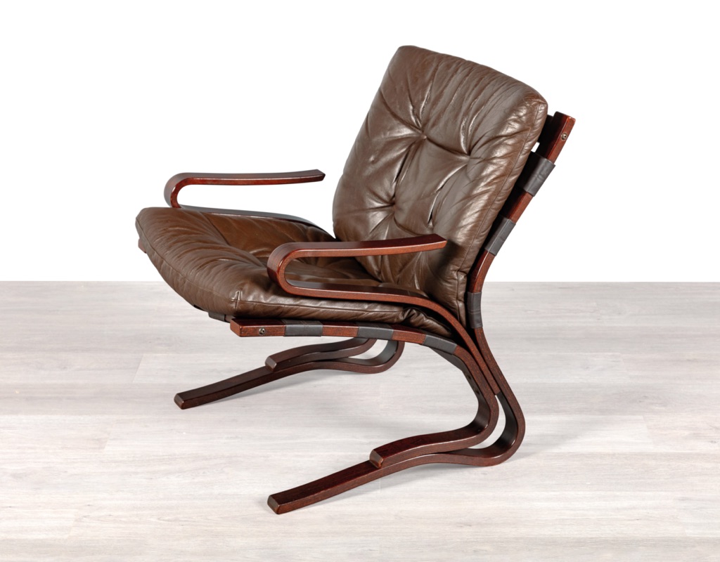 Kengu Armchair by Elsa & Nordahl Solheim for Rybo Rykken & Co Norway 1970s Skyline Chair Leather Original Scandinavian Seating