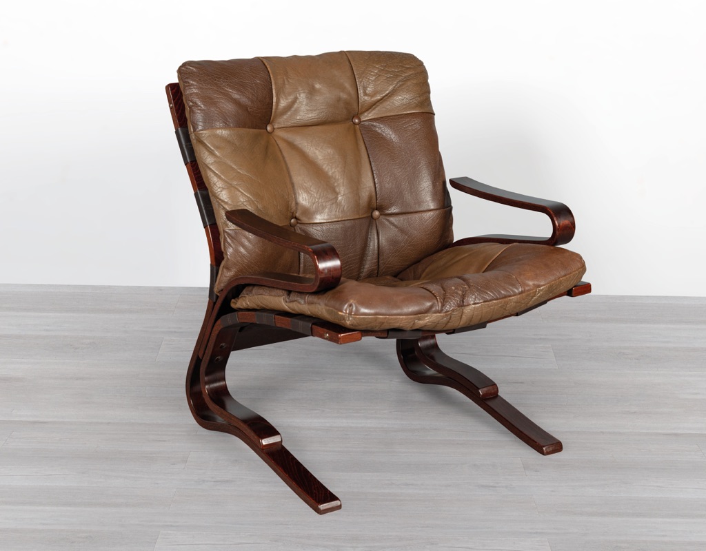 Kengu Leather Armchair Elsa and Nordahl Solheim Norwegian 1970s