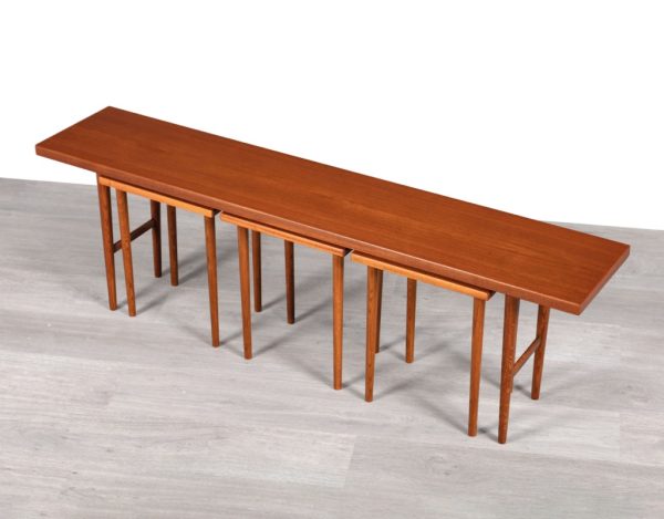 Mid century modern Kurt Ostervig Coffee Table Nesting Danish vintage 1960s Jason Mobler original imported Scandinavian furniture long bench seat