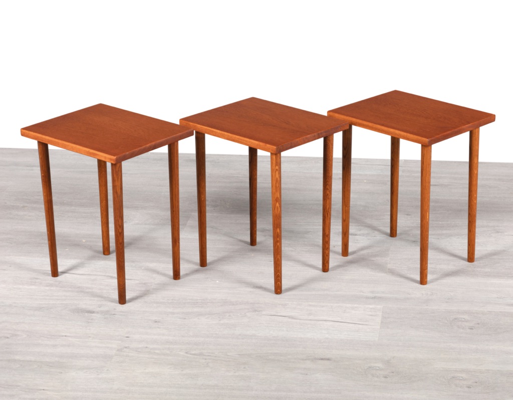 Mid century modern Kurt Ostervig Coffee Table Nesting Danish vintage 1960s Jason Mobler original imported Scandinavian furniture three tables oak legs