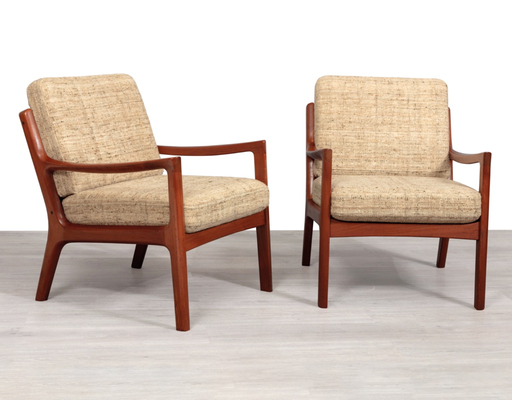 Mid century modern Danish 1960s Ole Wanscher Senator sofa armchairs by France & Son vintage Scandinavian seating teak frame upholstery solid frame