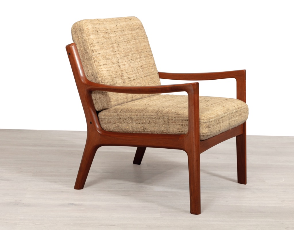 Mid century modern Danish 1960s Ole Wanscher Senator sofa armchairs by France & Son vintage Scandinavian seating teak frame upholstery curves