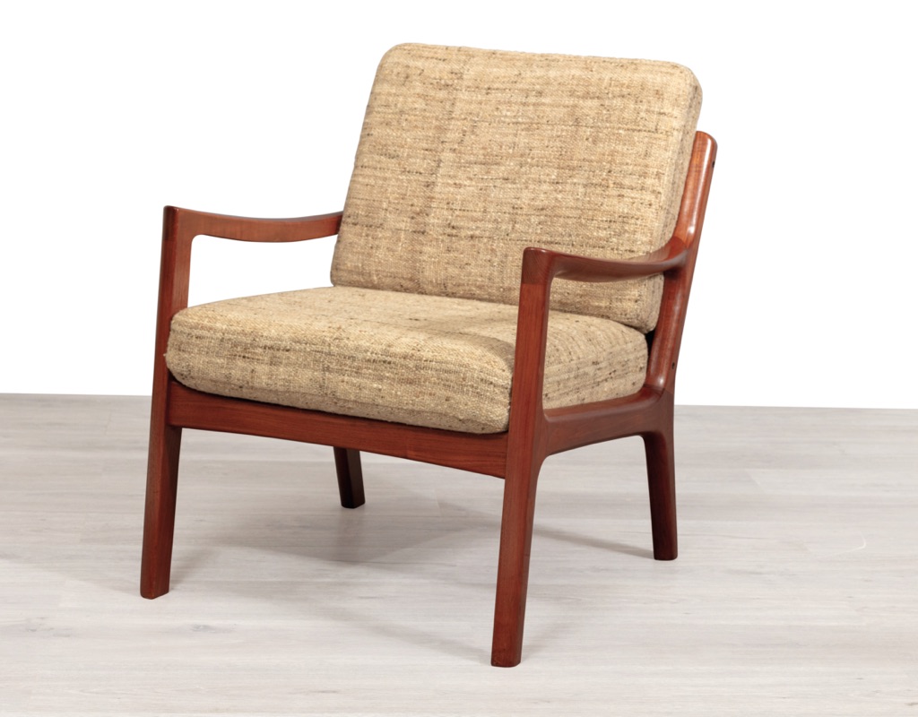 Mid century modern Danish 1960s Ole Wanscher Senator sofa armchairs by France & Son vintage Scandinavian seating teak frame upholstery matching pair