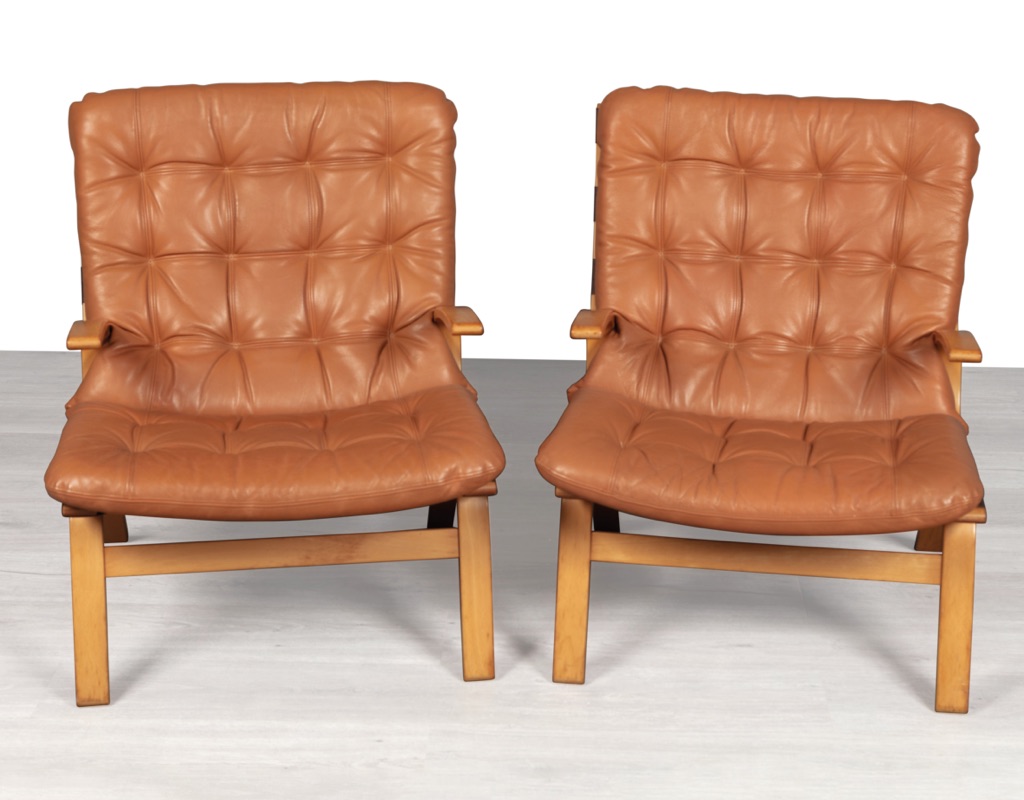 Mid century modern armchair Farstrup Mobler bentwood beech leather chair Danish vintage original Scandinavian design patina tan leather lounge room furniture seating pair