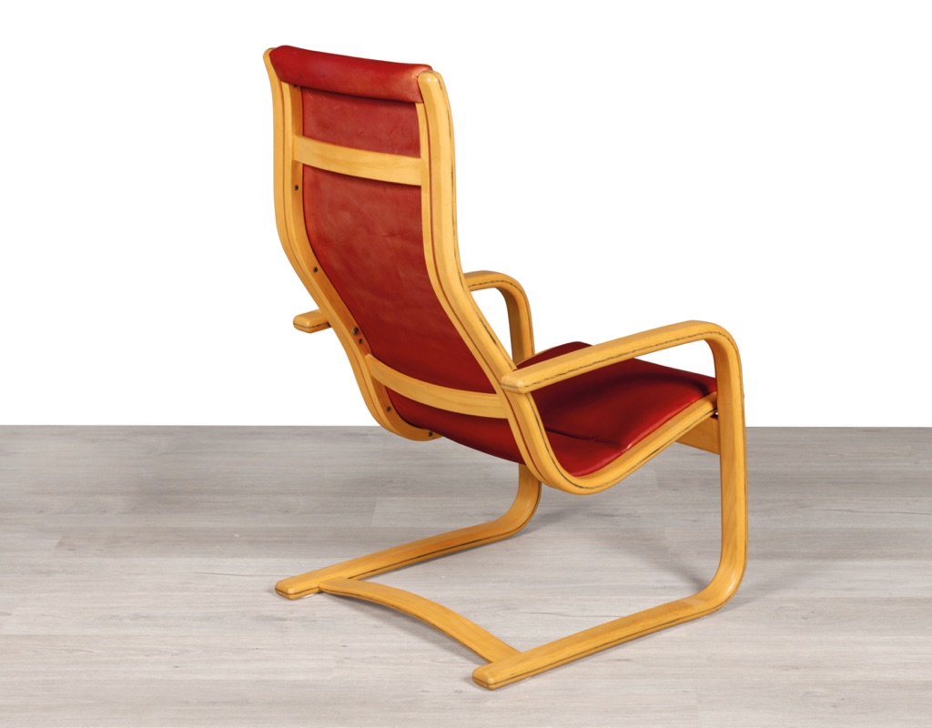 Mid century modern armchair Yngve Ekstrom Swedish vintage seating 1960 Model Melano Swedese leather bentwood beech frame original Scandinavian design patina 1980 organic design