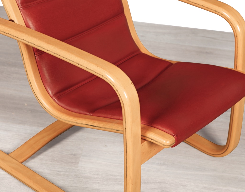 Mid century modern armchair Yngve Ekstrom Swedish vintage seating 1960 Model Melano Swedese leather bentwood beech frame original Scandinavian design patina 1980 timber frame