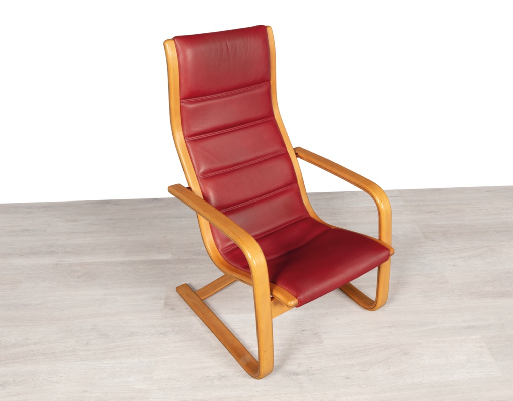 Mid century modern armchair Yngve Ekstrom Swedish vintage seating 1960 Model Melano Swedese leather bentwood beech frame original Scandinavian design patina 1980 ribbed