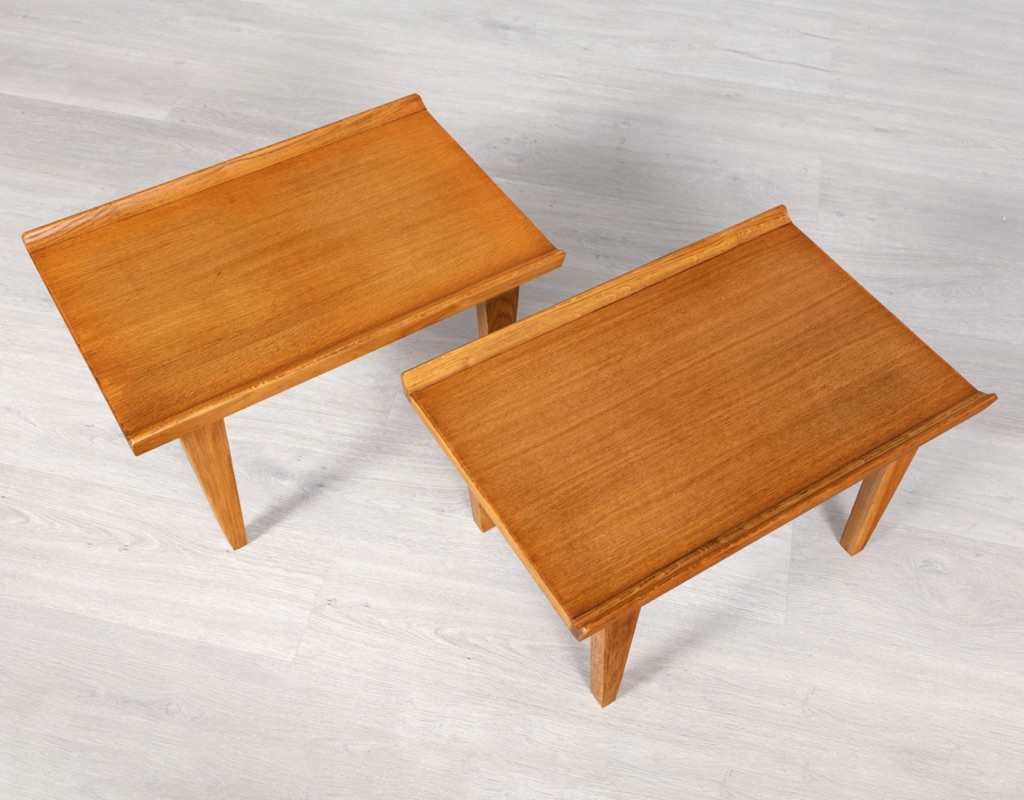Mid century modern bedside tables cabinet Danish vintage Borge Mogensen 1960 imported European oak furniture for bedroom occasional tables 1960 pair