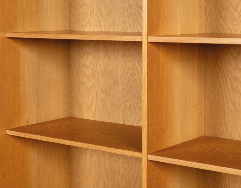 Mid century modern bookshelf Danish vintage 1960s European oak adjustable shelving heights Scandinavian storage teak