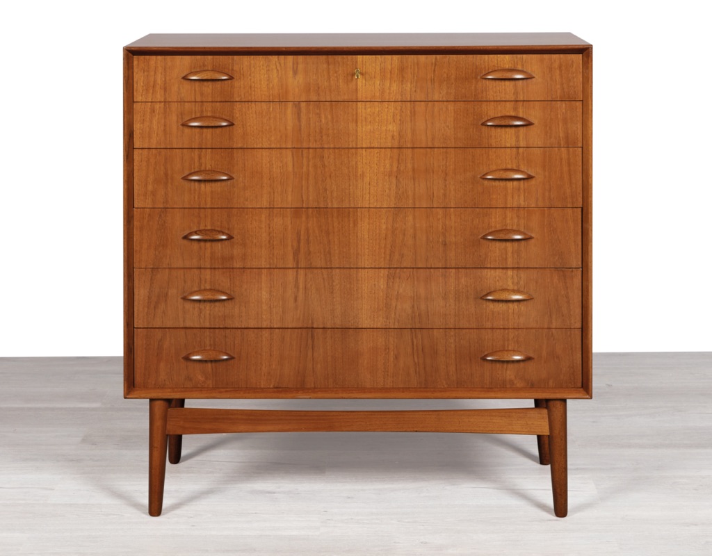 Mid century modern chest of drawers by Johannes Sorth for Nexo Mobelfabrik Danish vintage storage teak tallboy 1960s in Melbourne original imported