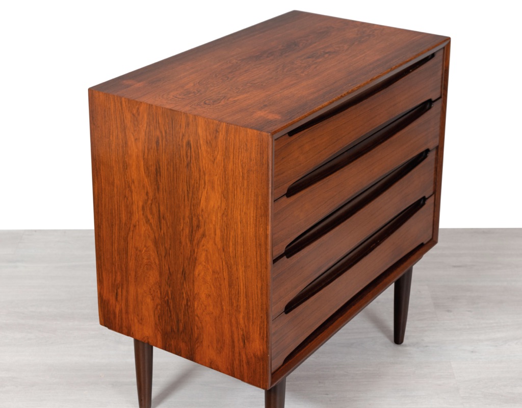 Mid century modern Danish chest of drawers tallboy Brazilian rosewood Arne Vodder Skovby Mobelfabrik 1960 Denmark Scandinavian design storage top