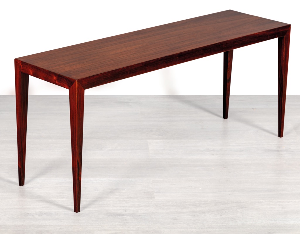 Mid century modern Severin Hansen Jr.Haslev Danish Mobelfabrik Vintage coffee Table Brazilian Rosewood occasional sofa table Scandinavian design Denmark leg detail