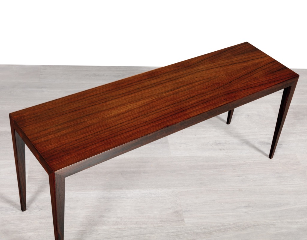 Mid century modern Severin Hansen Jr.Haslev Danish Mobelfabrik Vintage coffee Table Brazilian Rosewood occasional sofa table Scandinavian design Denmark top restored mint condition