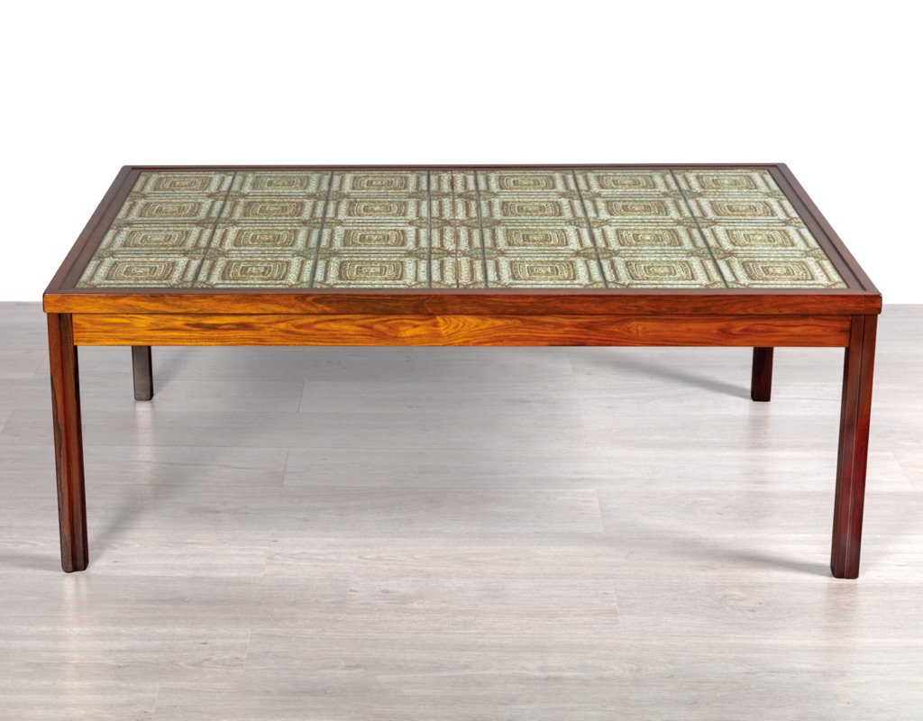 Mid century modern coffee table Danish vintage 1960 Brazilian rosewood imported from Denmark original Scandinavian design Melbourne Brunswick East Gangso Mobler green tiles