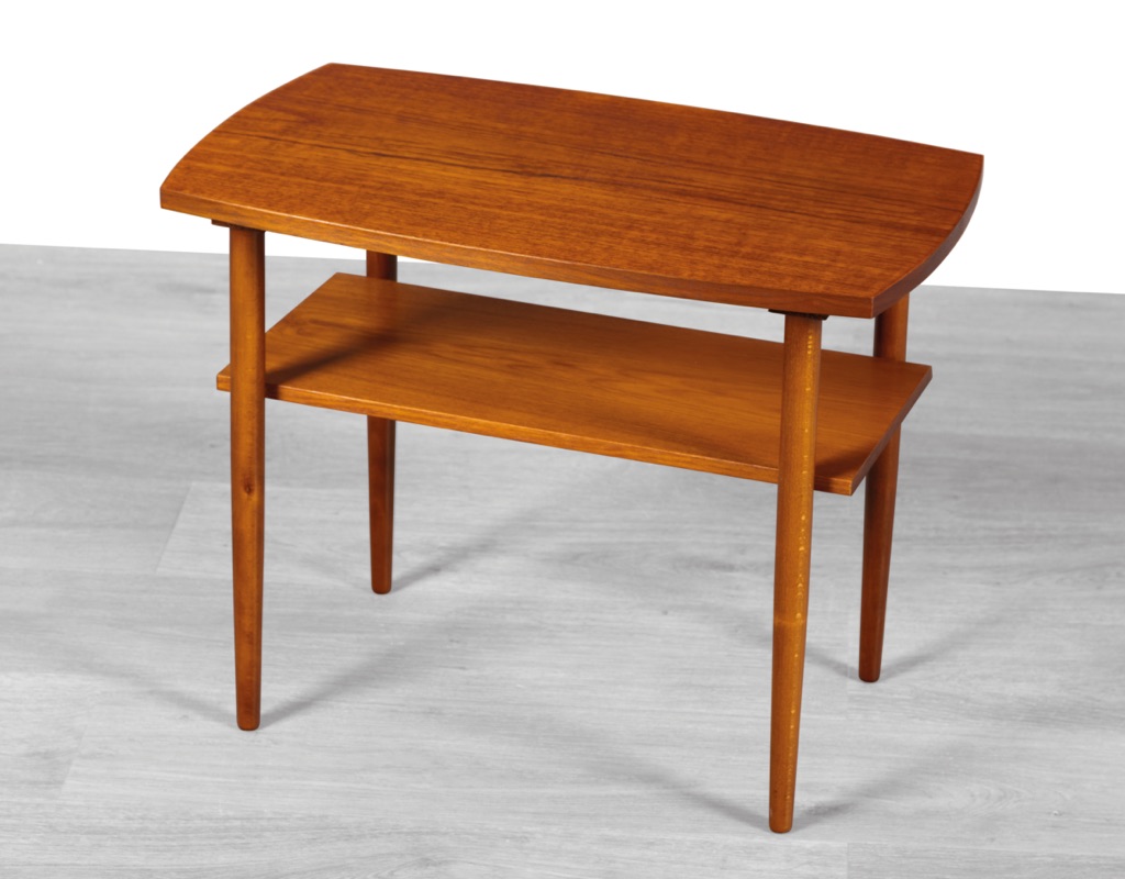 Mid Century Modern Danish Vintage 1960s Coffee Table Occasional Teak Beech Side Lamp Table shelf