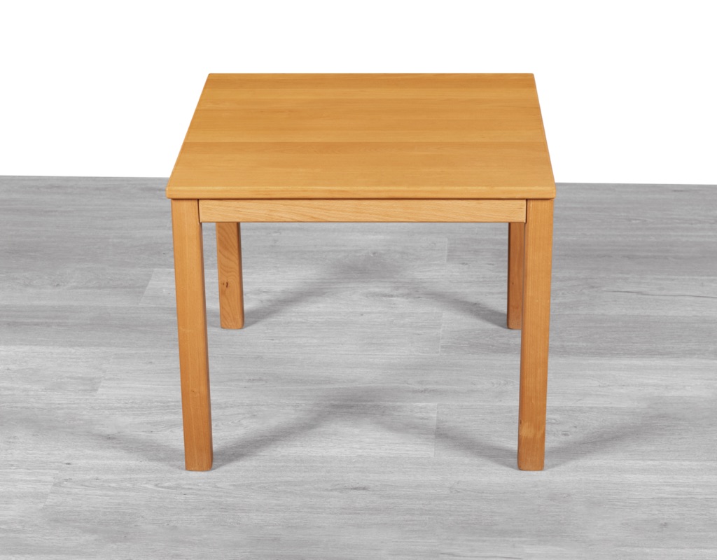 Mid century modern Danish vintage coffee occasional table Haslev Mobler Mobelsnedkeri in solid beechwood pair of square