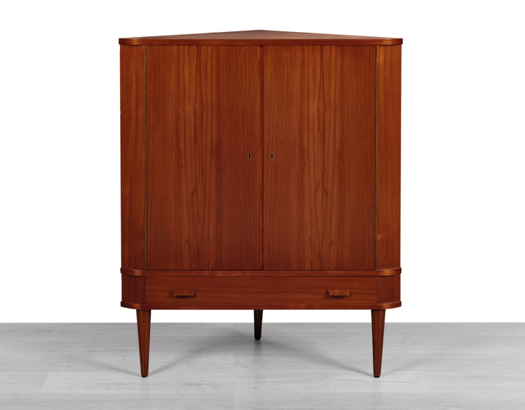 Corner Cabinet Danish Mid Century Modern 1960s Poul Volther FDB Mobler Vintage Bar Cabinet Original Imported Scandinavian Furniture Drawer
