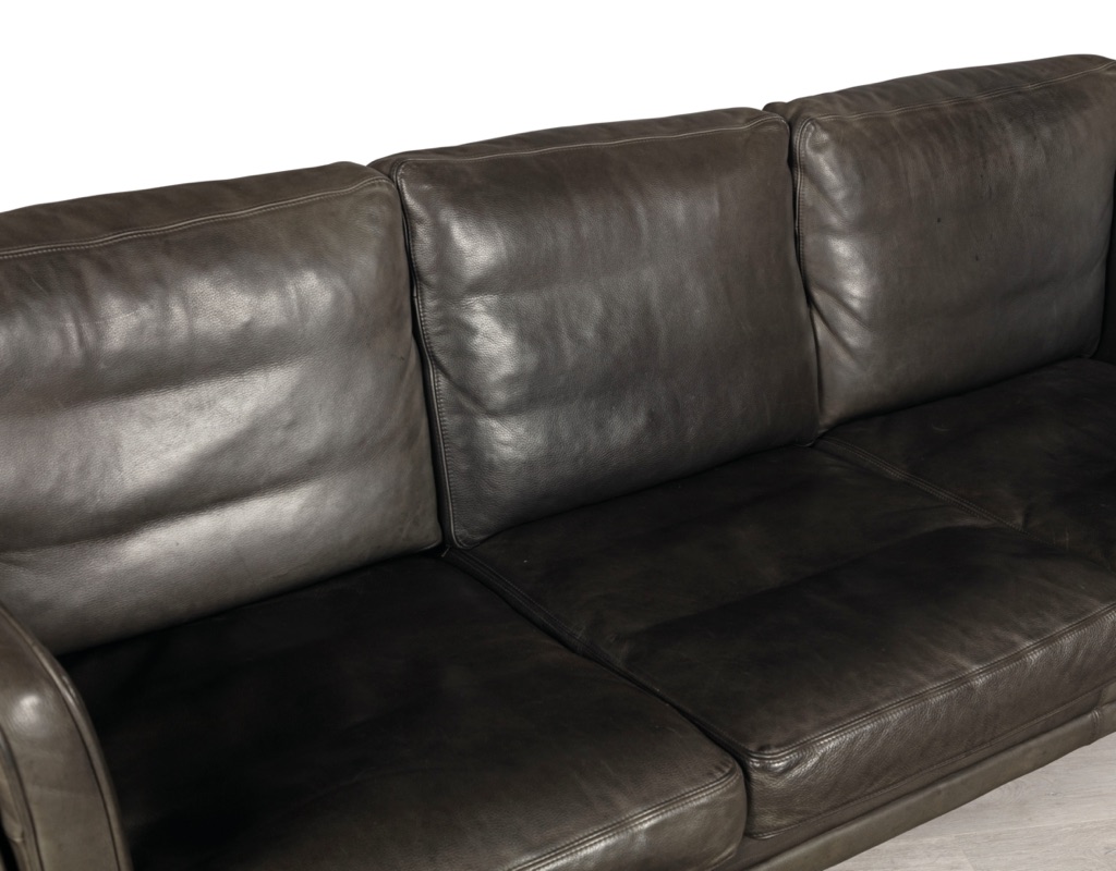 Mid century modern couch sofa Danish vintage Mogens Hansen leather 3 seater Skipper Borge Mogensen design Stouby original Scandinavian imported seating patina beech frame cushions