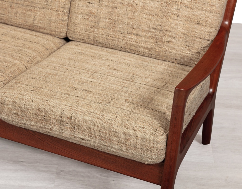 Mid century modern Danish 1960s Ole Wanscher Senator sofa armchairs by France & Son vintage Scandinavian seating teak frame upholstery imported original furniture details