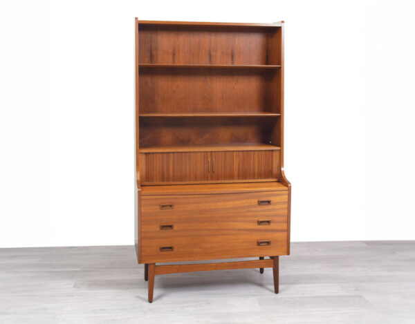 Mid Century Modern Johannes Sorth Nexo Bookshelf Secretaire Danish Vintage Furniture 1960 imported original storage from Denmark teak rosewood melbourne tambour door desk cabinet