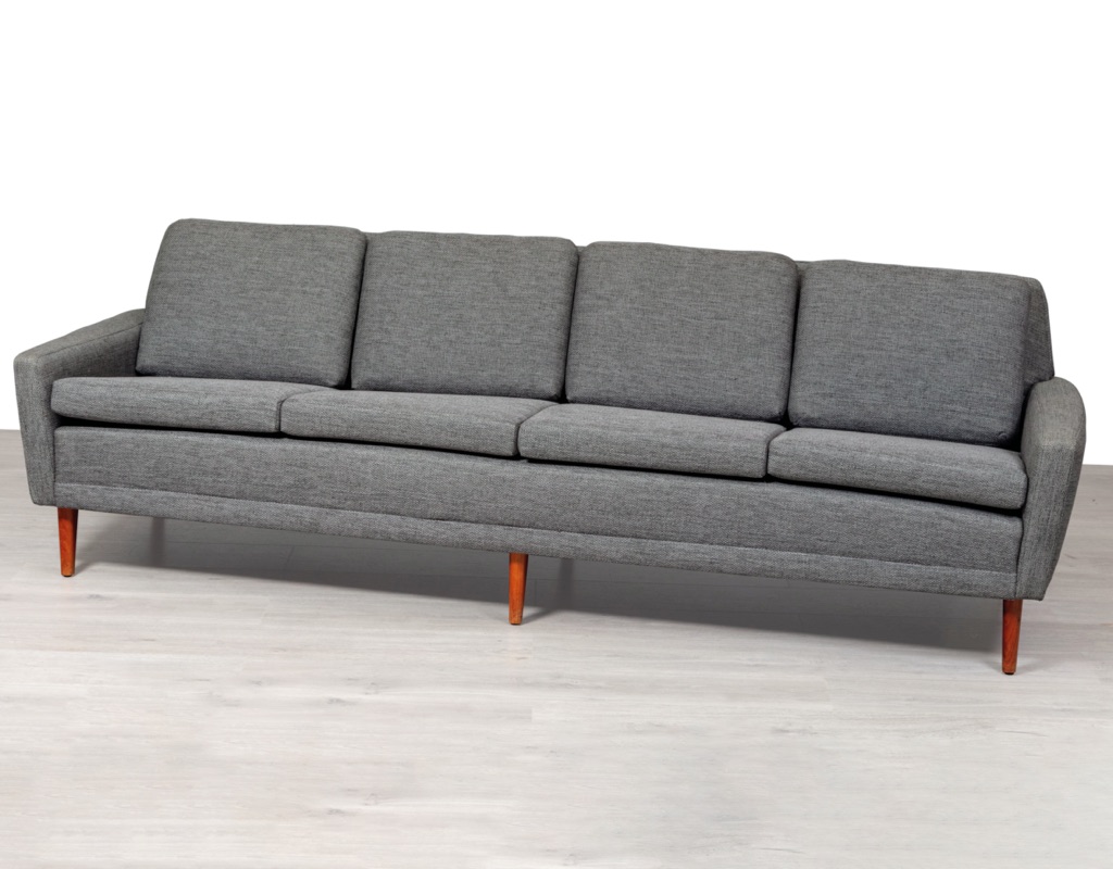 Mid Century Modern Danish Couch Sofa Vintage Scandinavian Design seating 1960s DUX Sweden Original Imported Upholstered four seater Warwick Fabric