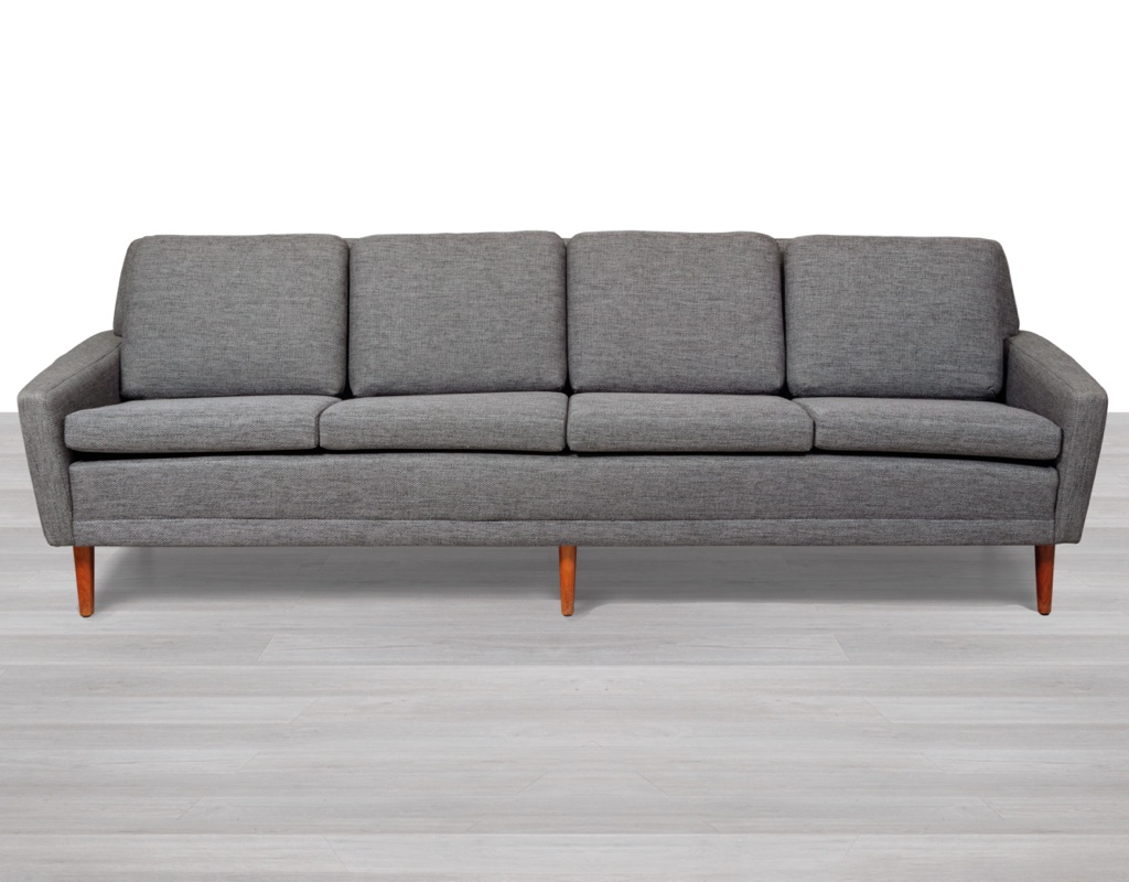 Mid Century Modern Danish Couch Sofa Vintage Scandinavian Design seating 1960s DUX Sweden Original Imported Upholstered four seater Warwick Fabric beech legs