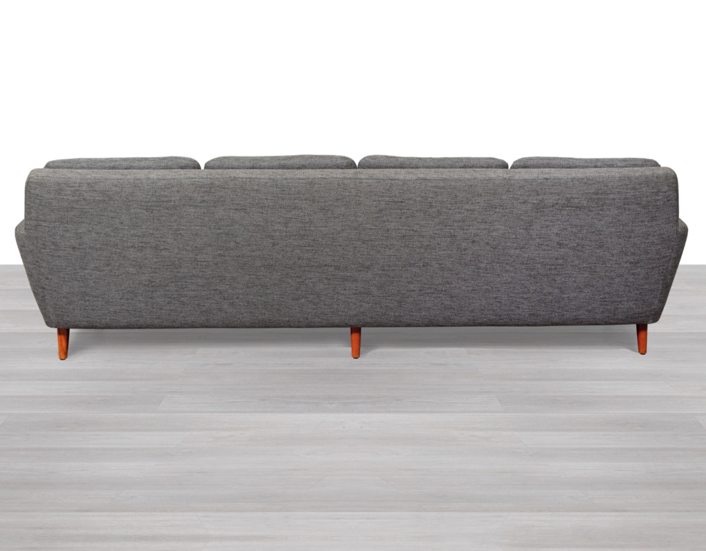 Mid Century Modern Danish Couch Sofa Vintage Scandinavian Design seating 1960s DUX Sweden Original Imported Upholstered four seater Warwick Fabric back view