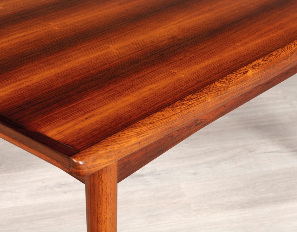 Mid century modern dining table Danish vintage 1960 teak rosewood imported from Denmark draw leaf extension original Scandinavian design Melbourne Brunswick East Brazilian Rosewood Skovby Furniture sloping design