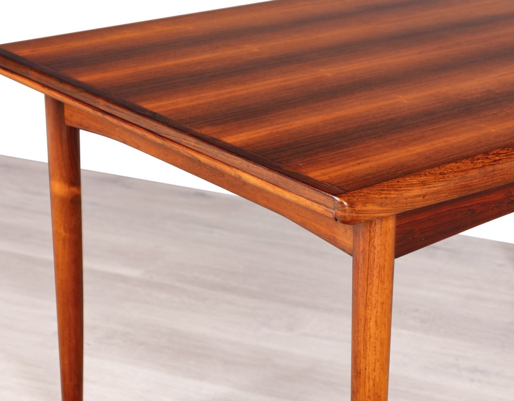 Mid century modern dining table Danish vintage 1960 teak rosewood imported from Denmark draw leaf extension original Scandinavian design Melbourne Brunswick East Brazilian Rosewood Skovby Furniture highly figured
