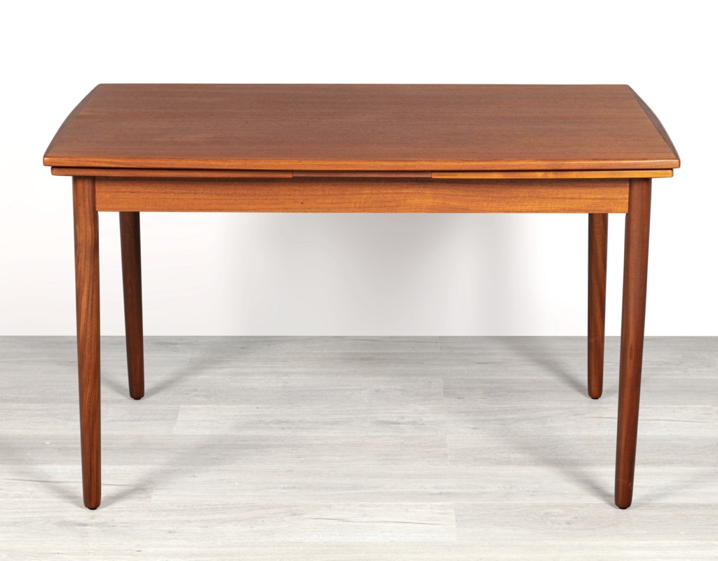 Mid century modern dining table Danish vintage 1960 teak rosewood imported from Denmark draw leaf extension original Scandinavian design Melbourne Brunswick East top