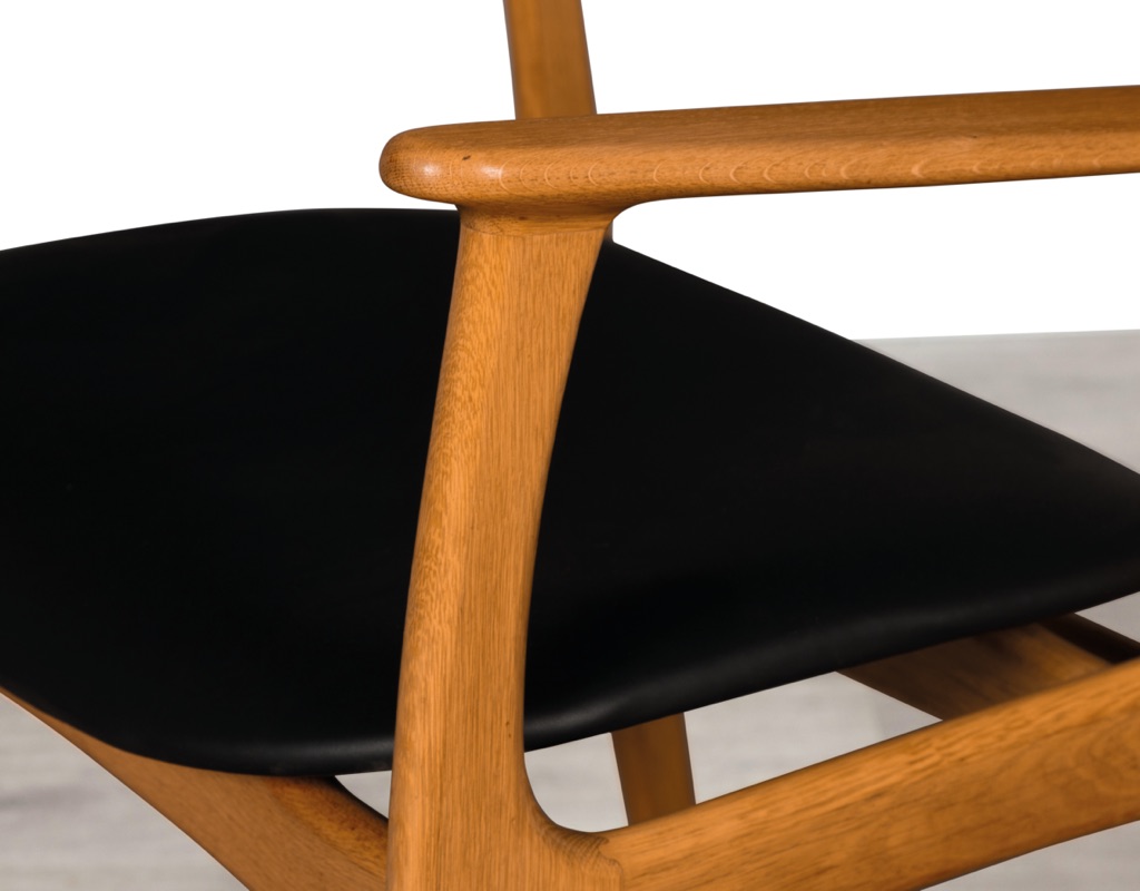 Mid century modern Erik Buch Model 49 dining chairs Danish vintage 1960 seating O.D. Mobler Oddense Mobelfabrik European oak leather set of eight carver armchairs solid timber