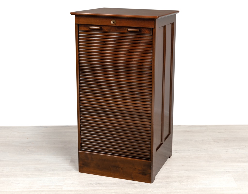 Mid century modern Danish filing cabinet tambour doors English American walnut 1960 office cabinet vintage Scandinavian furniture