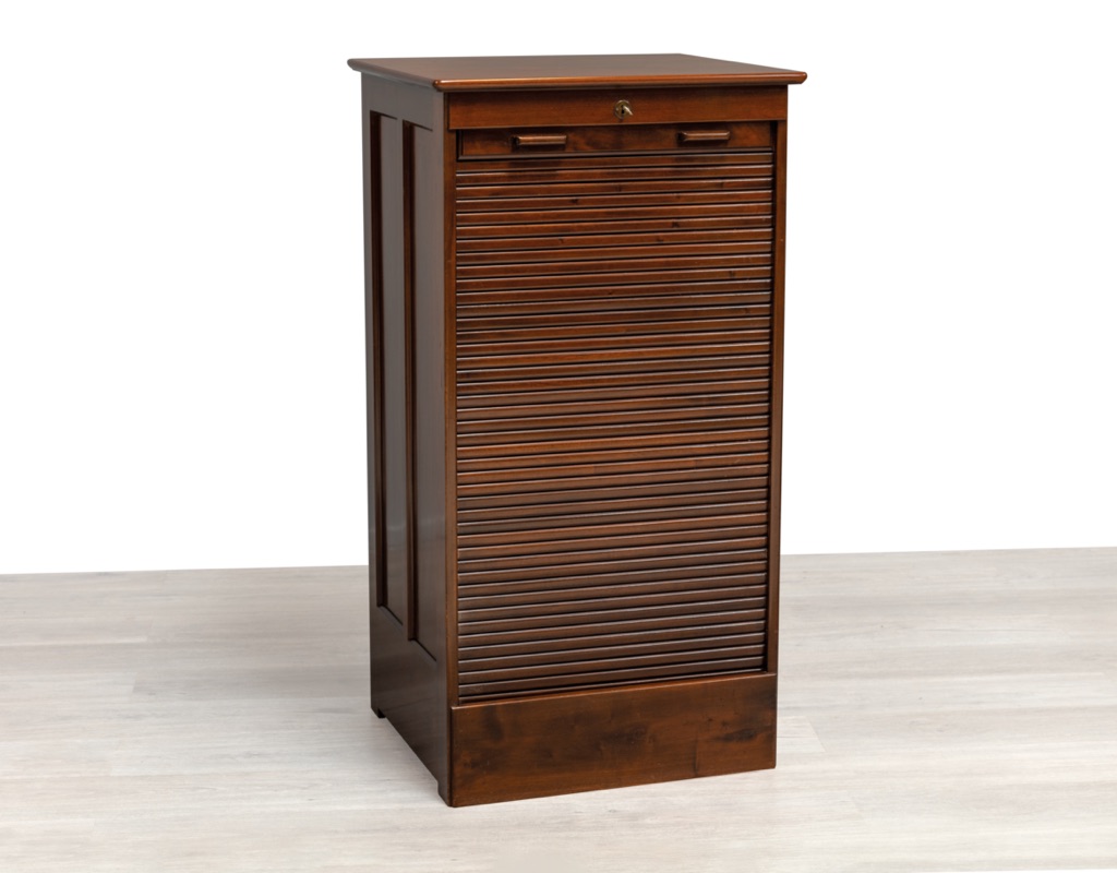 Mid century modern Danish filing cabinet tambour doors English American walnut 1960 office cabinet vintage Scandinavian furniture side