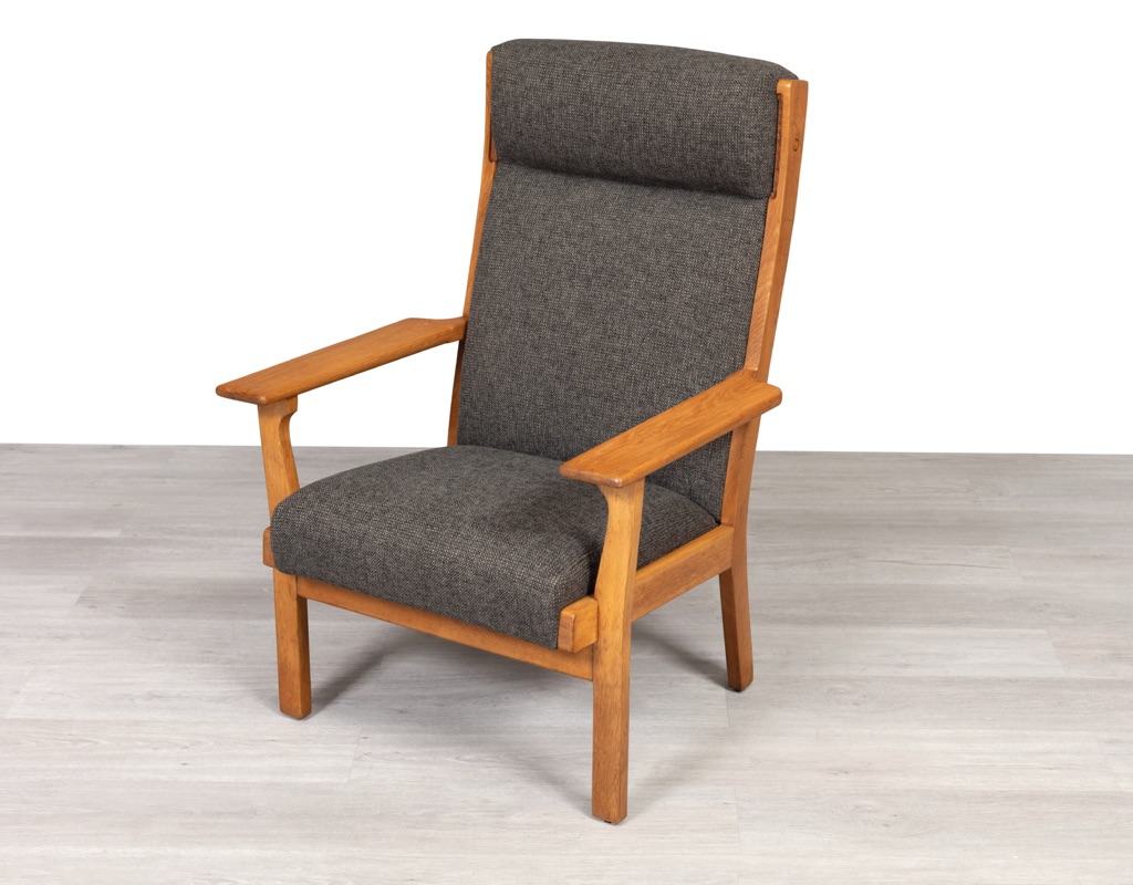 Mid Century Modern Danish 1960s Hans J. Wegner Plank Armchair European Oak Model GE 181 original imported seating Getama grey