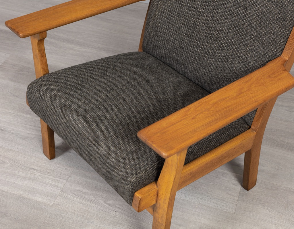 Mid Century Modern Danish 1960s Hans J. Wegner Plank Armchair European Oak Model GE 181 original imported seating Getama armrest
