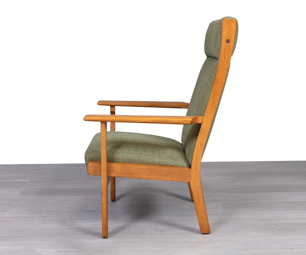 Mid Century Modern Danish 1960s Hans J. Wegner Plank Armchair European Oak Model GE 181 original imported seating Getama highback Denmark