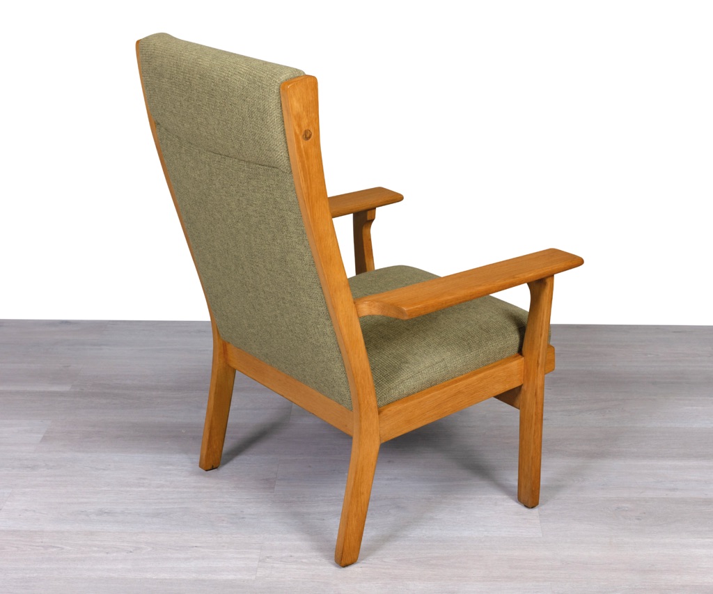 Mid Century Modern Danish 1960s Hans J. Wegner Plank Armchair European Oak Model GE 181 original imported seating Getama Denmark vintage