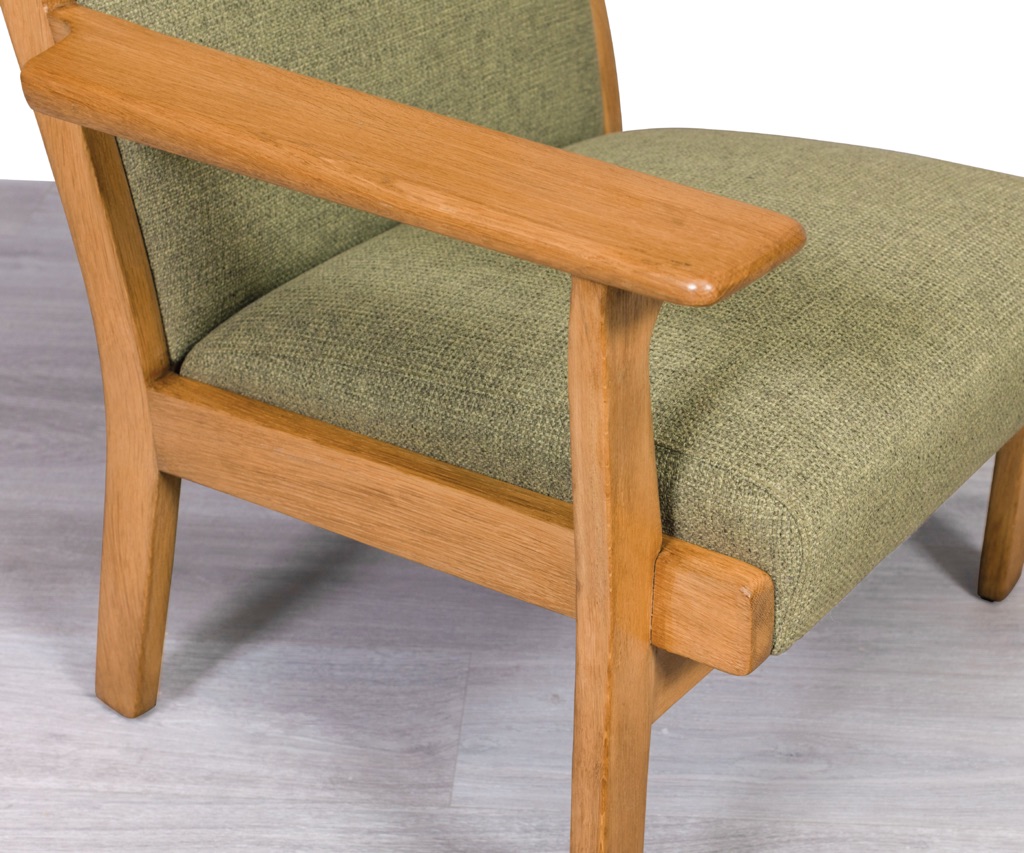 Mid Century Modern Danish 1960s Hans J. Wegner Plank Armchair European Oak Model GE 181 original imported seating Getama Armrest
