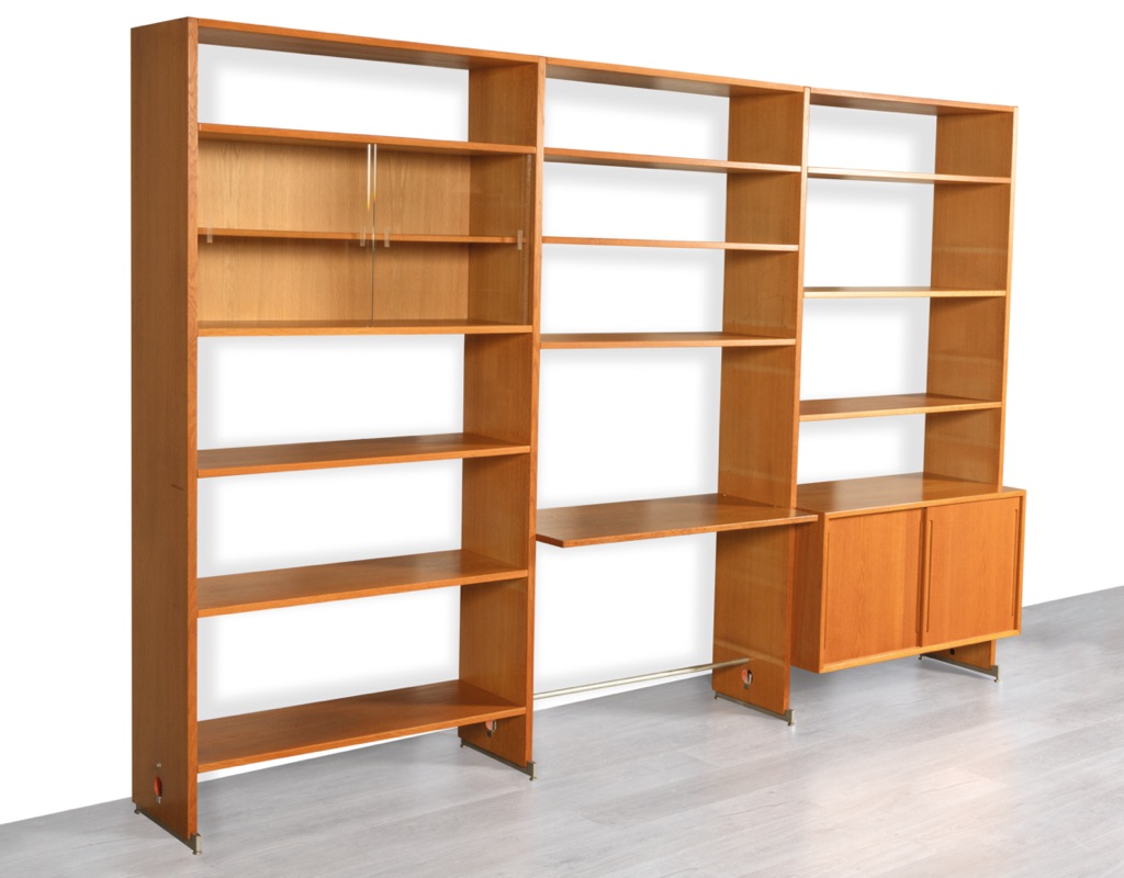 Hans J. Wegner Mid Century Modern RY100 Shelving System RY100 RY Mobler Bookshelf European oak vintage storage 1960 Scandinavian modular steel feet original imported furniture