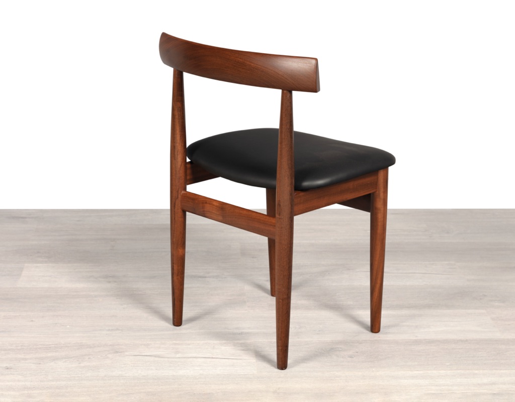 Mid century modern Hans Olsen Roundette Dining Setting Frem Rojle Denmark 1950 teak butterfly extension leaf original imported Scandinavian Danish design back view