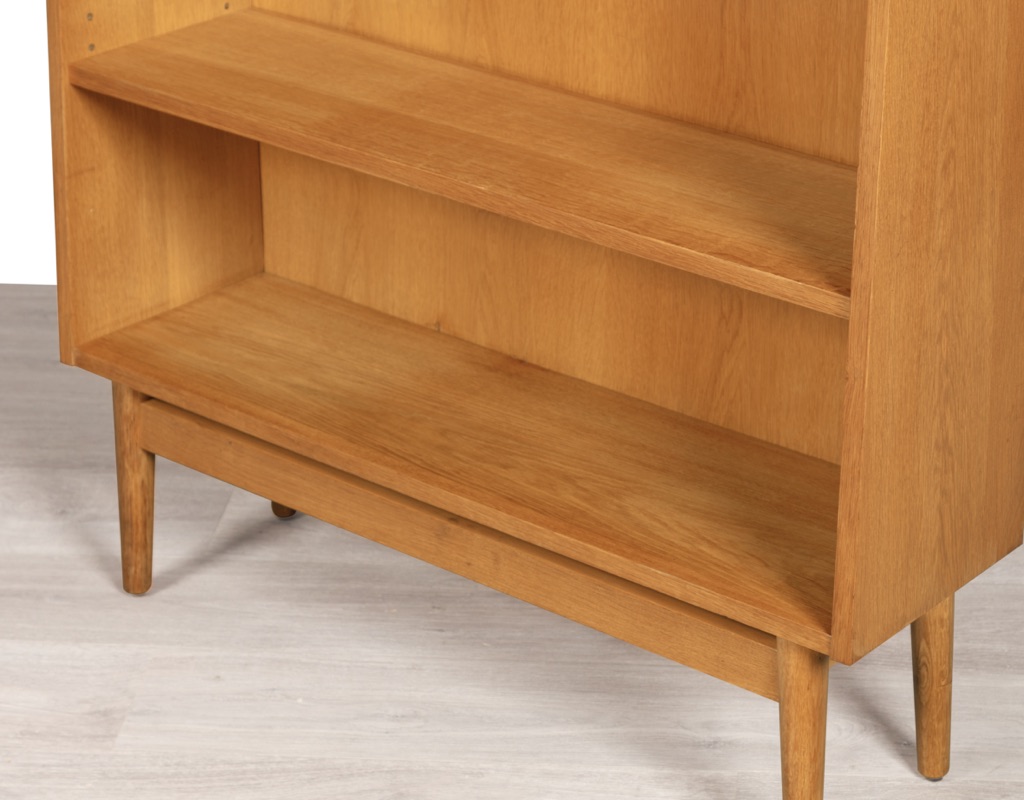 Mid century modern Johannes Sorth bookshelf Nexo Danish vintage 1960s European oak conical shape original imported Scandinavian storage shelving Melbourne stretcher base