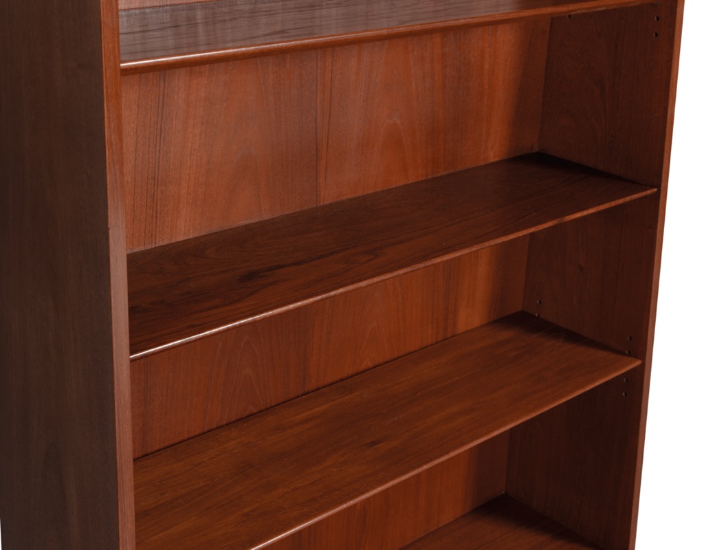 Mid century modern bookshelf by Johannes Sorth for Nexo Mobelfabrik in Denmark 1960s in teak conical shape Scandinavian vintage shelving bookcase