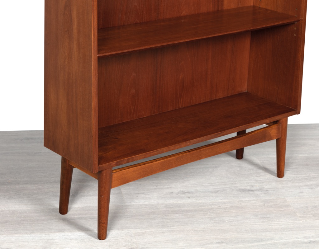 Mid century modern bookshelf by Johannes Sorth for Nexo Mobelfabrik in Denmark 1960s in teak conical shape Scandinavian vintage shelving original imported