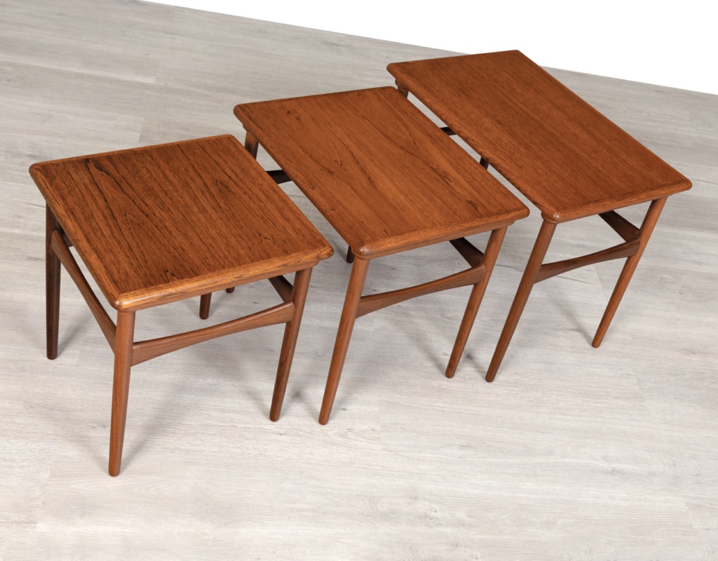 Mid century modern Kai Kristiansen Nesting Tables Teak Skovmand & Andersen Nest of Tables Vintage Scandinavian Design 1960 three