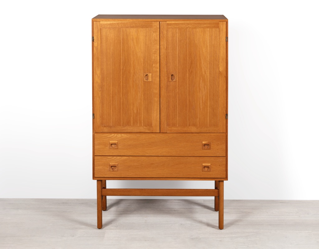Mid century modern Kurt Ostervig K.P Mobler cabinet drawers European oak Danish vintage 1960 Scandinavian storage doors