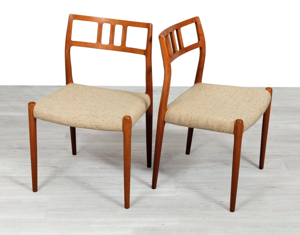 Mid century modern Niels Otto Moller Dining Chair Model 79 Danish vintage imported seating 1960 Denmark original Scandinavian design JL Mollers Mobelfabrik matching pair